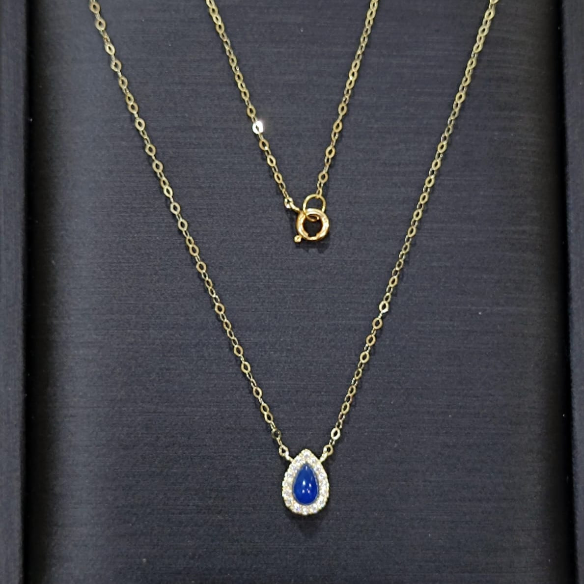 18K Pure Gold Skye Blue Stone Necklace