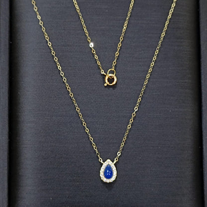 18K Pure Gold Skye Blue Stone Necklace