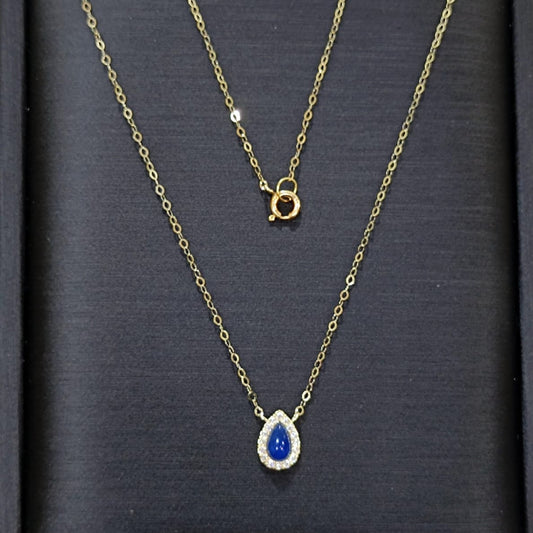 18K Pure Gold Skye Blue Stone Necklace