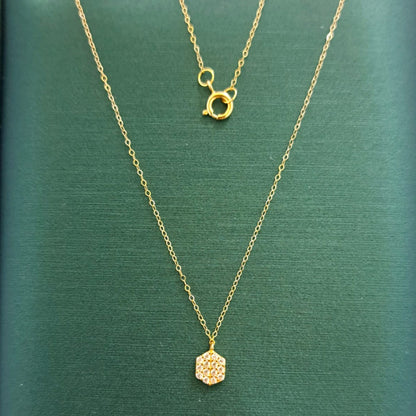 18K Pure Gold Stone Necklace