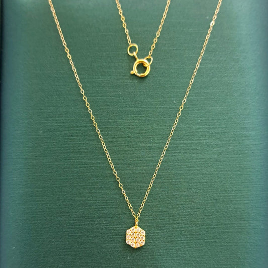 18K Pure Gold Stone Necklace