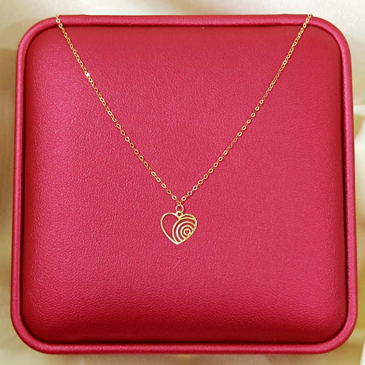 18K Pure Gold Heart Necklace