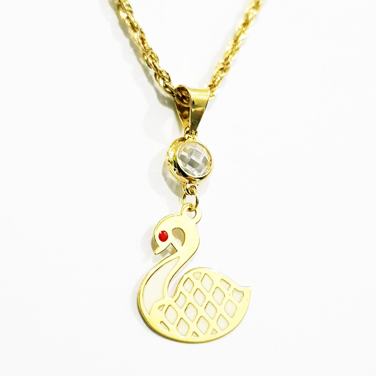 18K Pure Gold Swan Necklace | Necklace | 18K Gold Jewelry