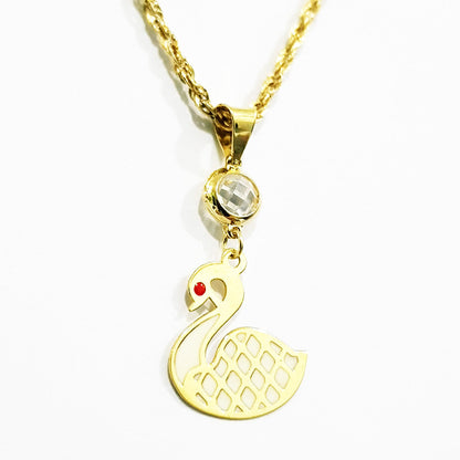 18K Pure Gold Swan Necklace | Necklace | 18K Gold Jewelry