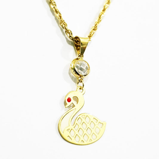 18K Pure Gold Swan Necklace | Necklace | 18K Gold Jewelry
