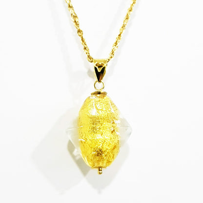 18K Pure Gold Stone Necklace