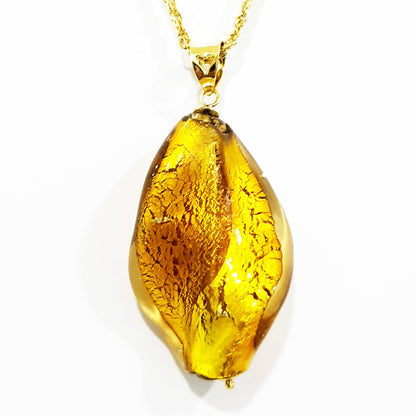 18K Pure Gold Stone Necklace