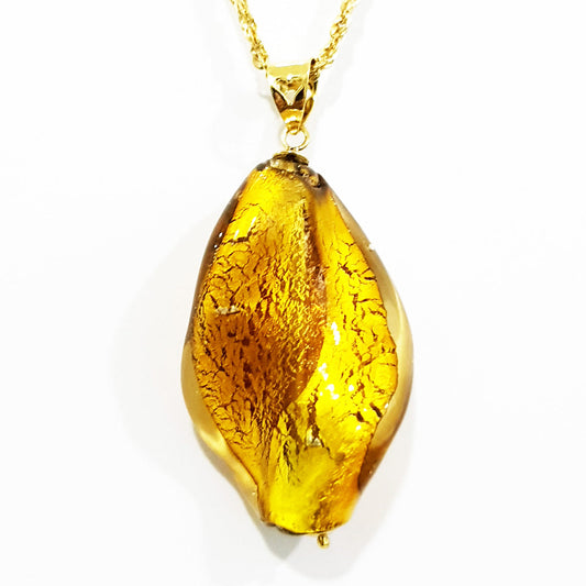 18K Pure Gold Stone Necklace