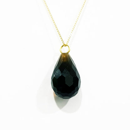 18K Pure Gold Black Gem Necklace