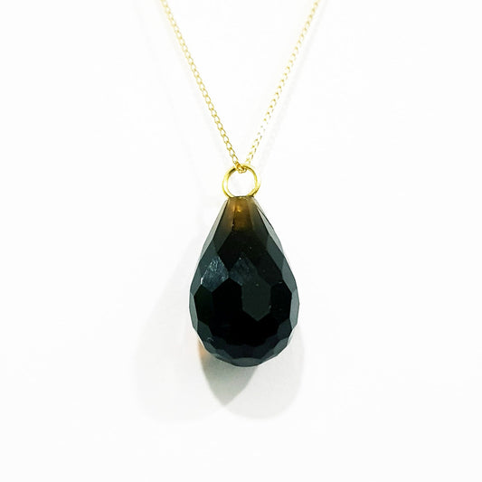 18K Pure Gold Black Gem Necklace