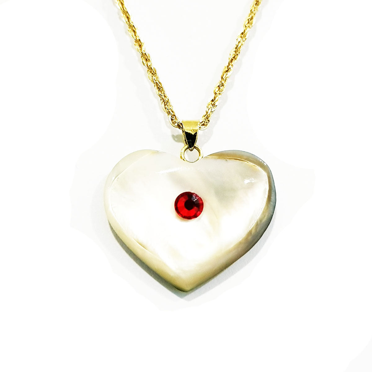 18K Pure Gold Heart Stone Necklace GNK687 | Necklace | 18K Gold Jewelry