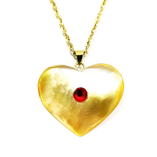 18K Pure Gold Heart Stone Design Necklace | Necklace | 18K Gold Jewelry