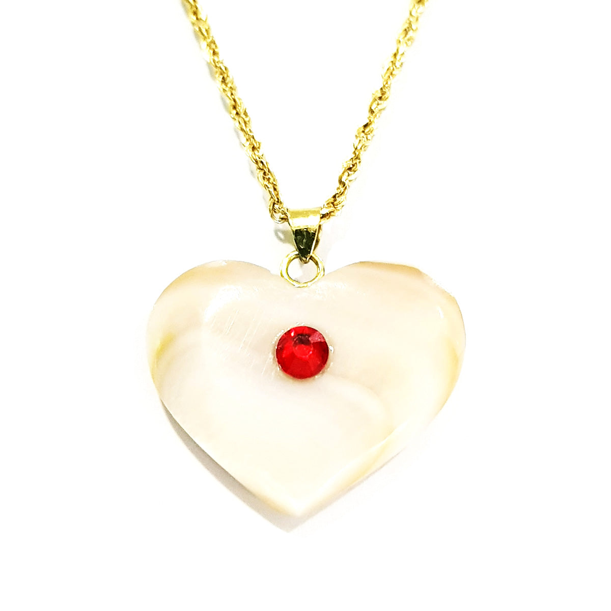 18K Pure Gold Heart Stone Design Necklace | Necklace | 18K Gold Jewelry