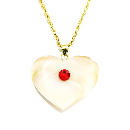 18K Pure Gold Heart Stone Design Necklace | Necklace | 18K Gold Jewelry