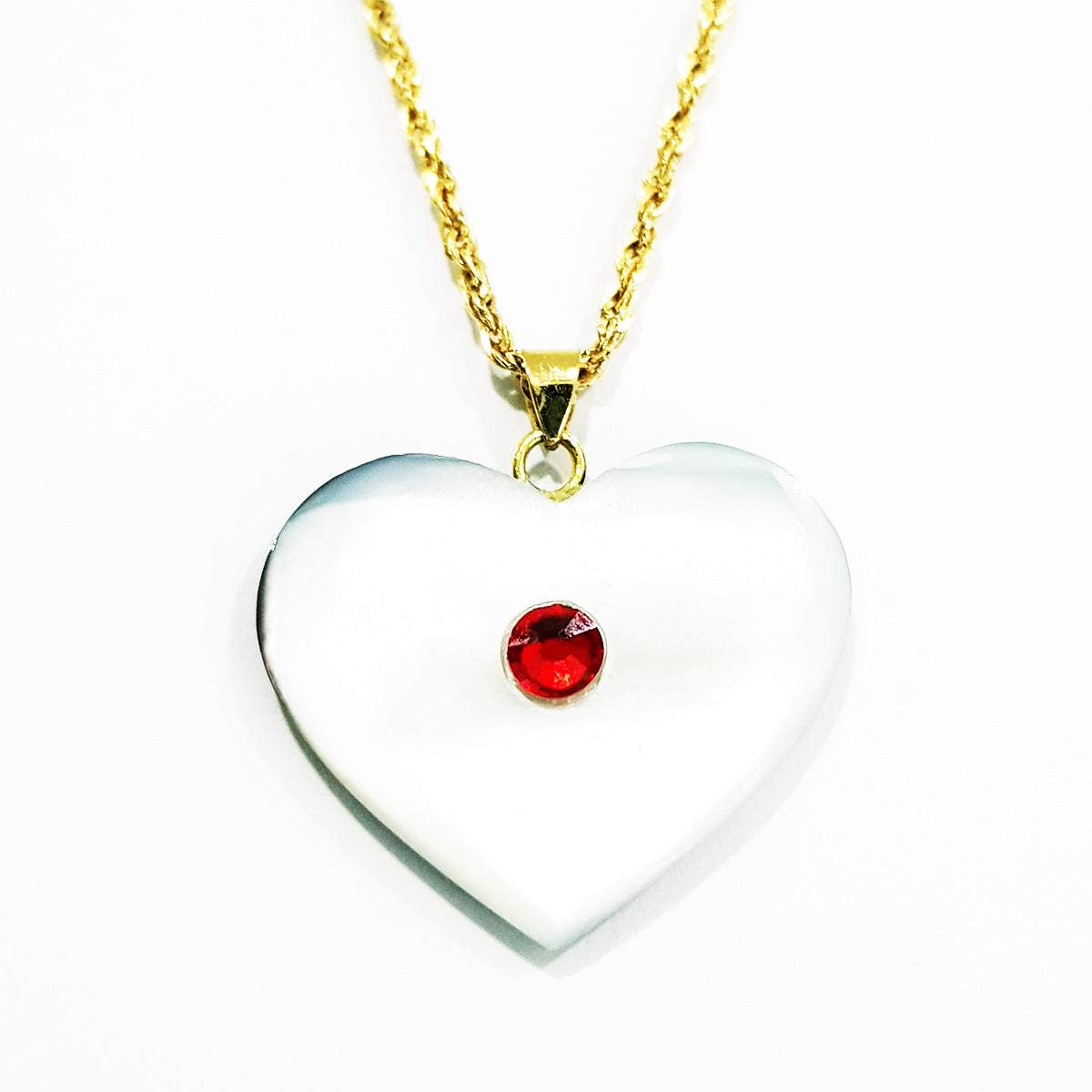 18K Pure Gold Heart Gem Necklace | Necklace | 18K Gold Jewelry