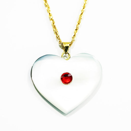 18K Pure Gold Heart Gem Necklace | Necklace | 18K Gold Jewelry