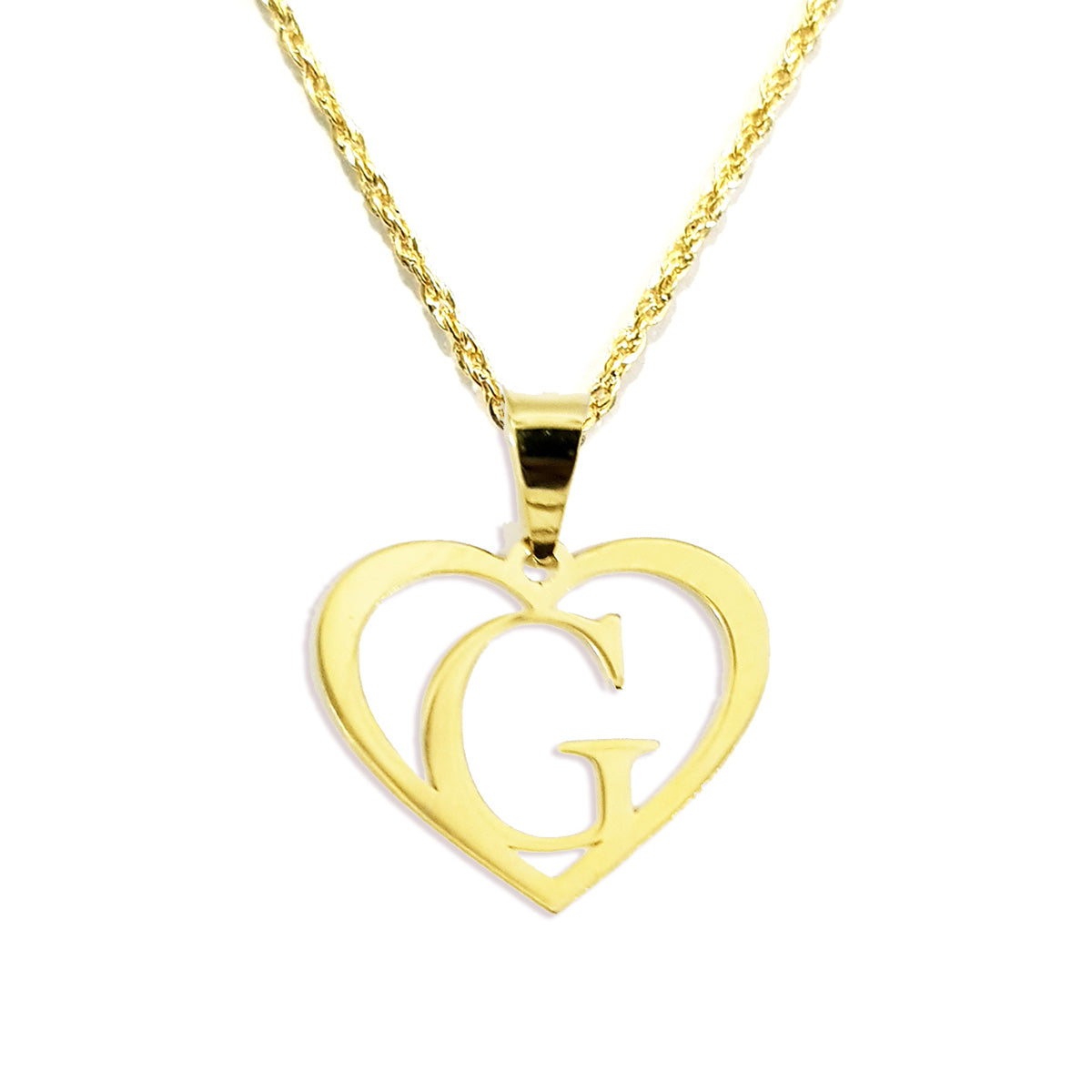 18K Pure Gold Heart Letter G Design Necklace | Necklace | 18K Gold Jewelry