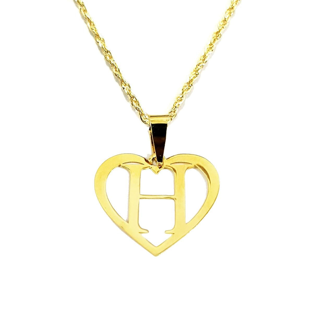 18K Pure Gold Heart Letter H Design Necklace | Necklace | 18K Gold Jewelry