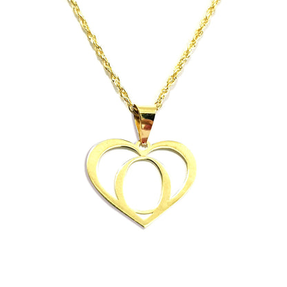 18K Pure Gold Heart Letter O Design Necklace | Necklace | 18K Gold Jewelry