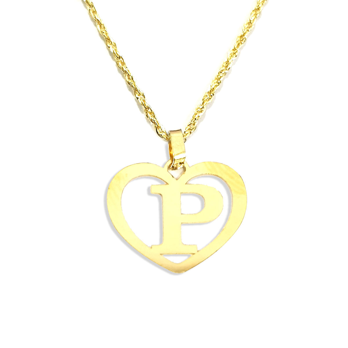 18K Pure Gold Heart Letter P Design Necklace | Necklace | 18K Gold Jewelry