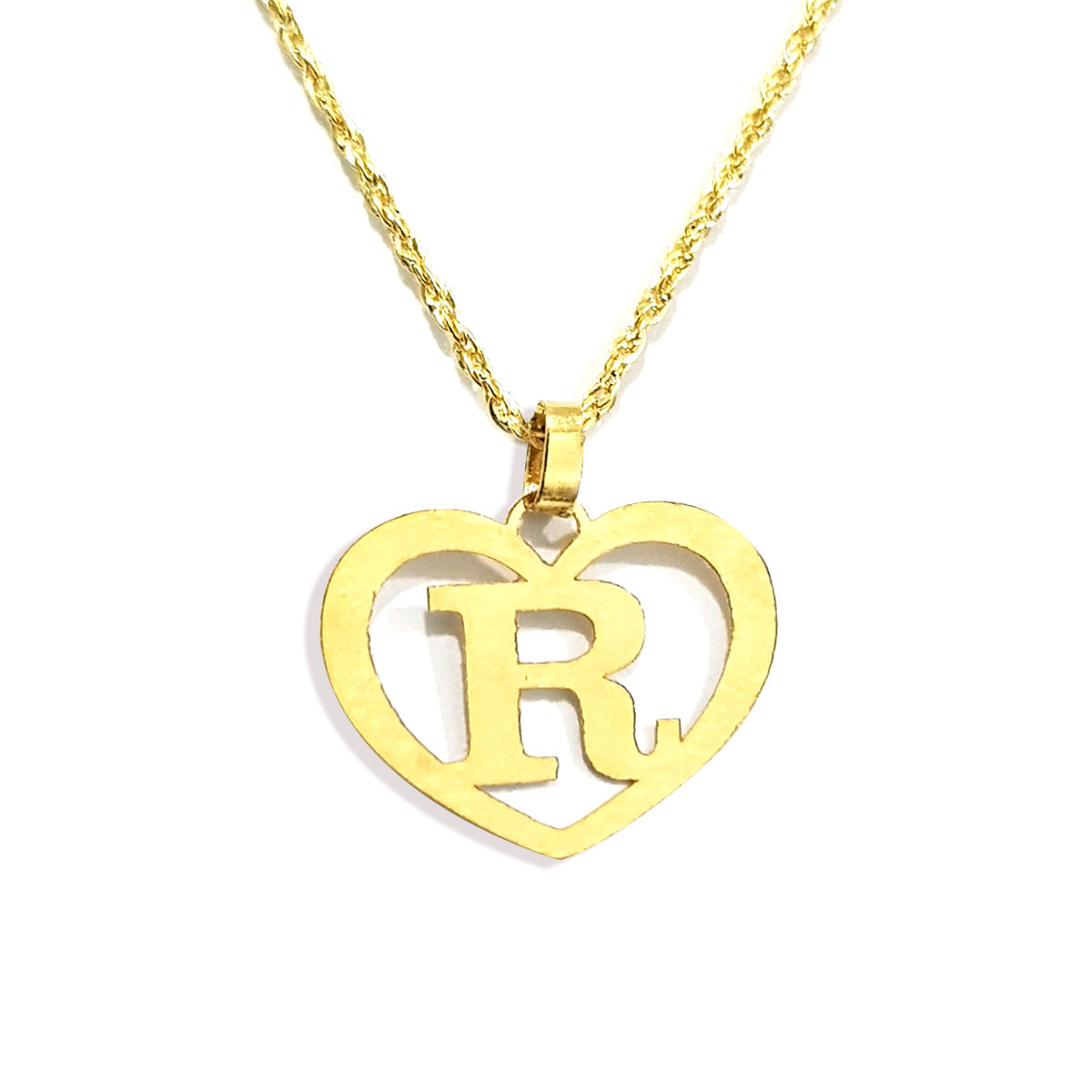 18K Pure Gold Heart Letter R Design Necklace | Necklace | 18K Gold Jewelry
