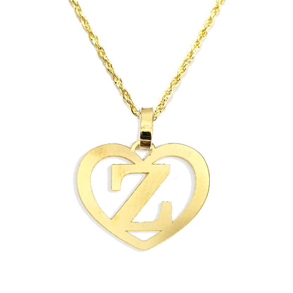 18K Pure Gold Heart Letter Z Design Necklace