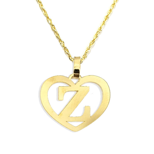 18K Pure Gold Heart Letter Z Design Necklace