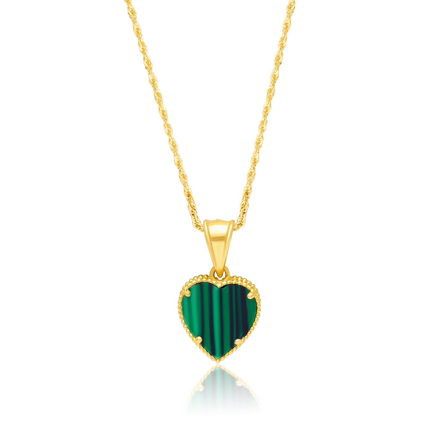 18K Pure Gold Green Heart Necklace