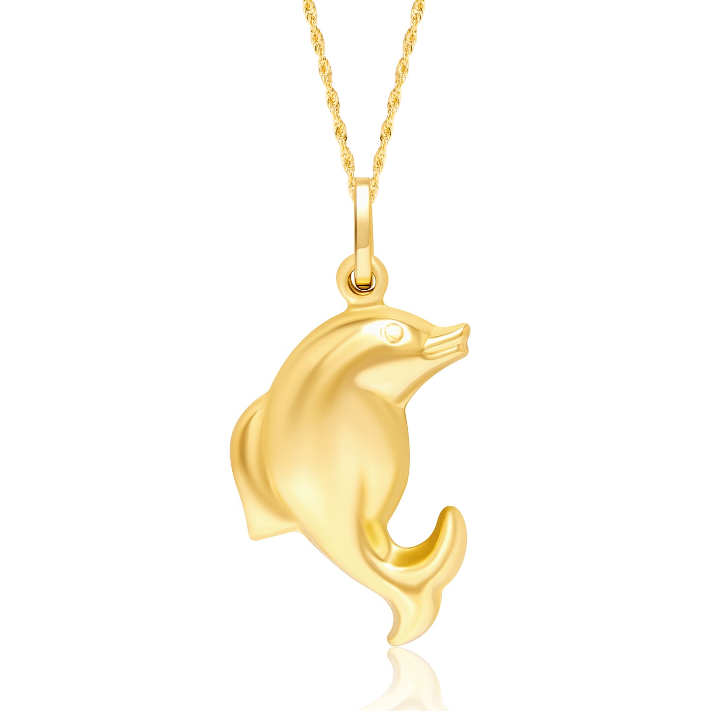 18K Pure Gold Dolphin Necklace