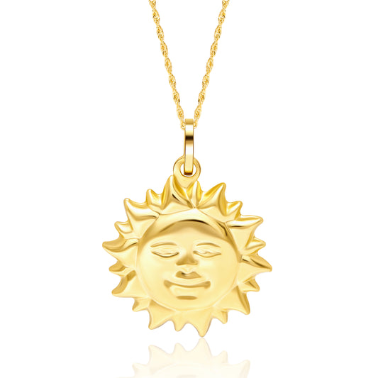 18K Pure Gold Sun Necklace