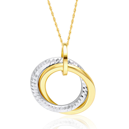 18K Pure Gold 2 Color Circle Necklace