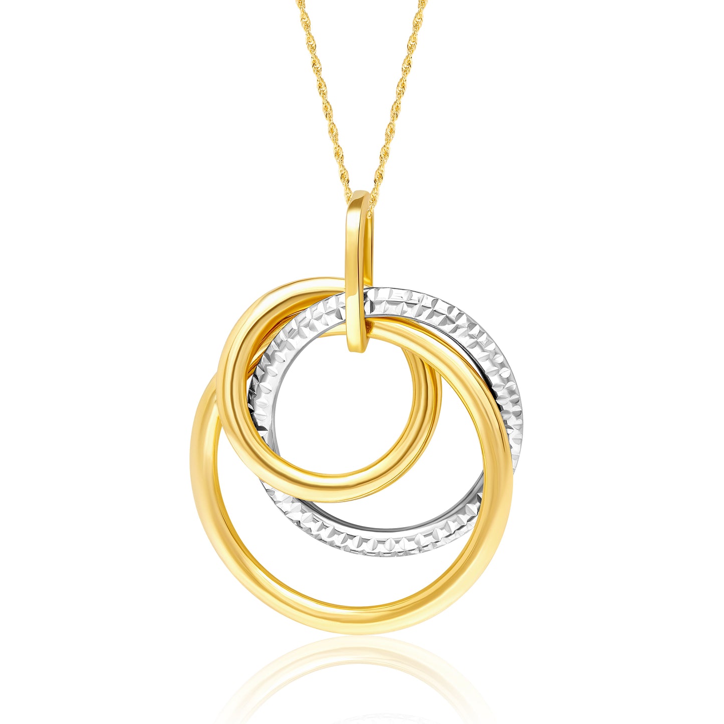18K Pure Gold 2 Color Circle Necklace