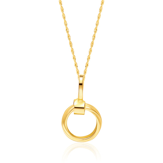 18K Pure Gold Twisted Circle Necklace