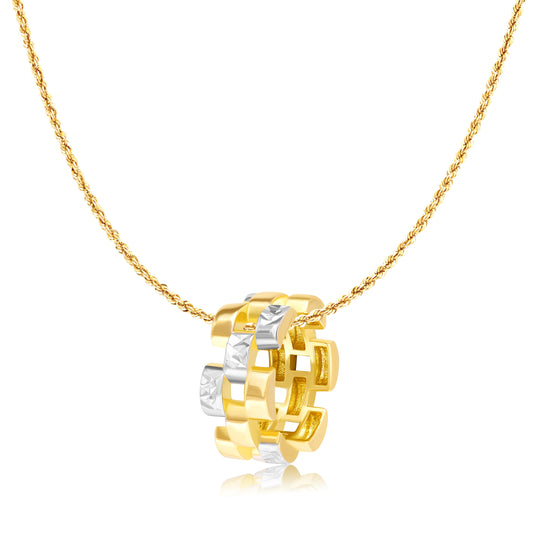 18K Pure Gold 2 Color Round Necklace