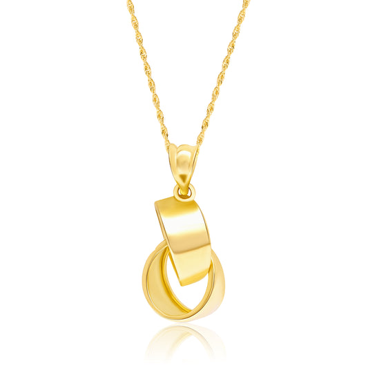 18K Pure Gold Double Ring Necklace