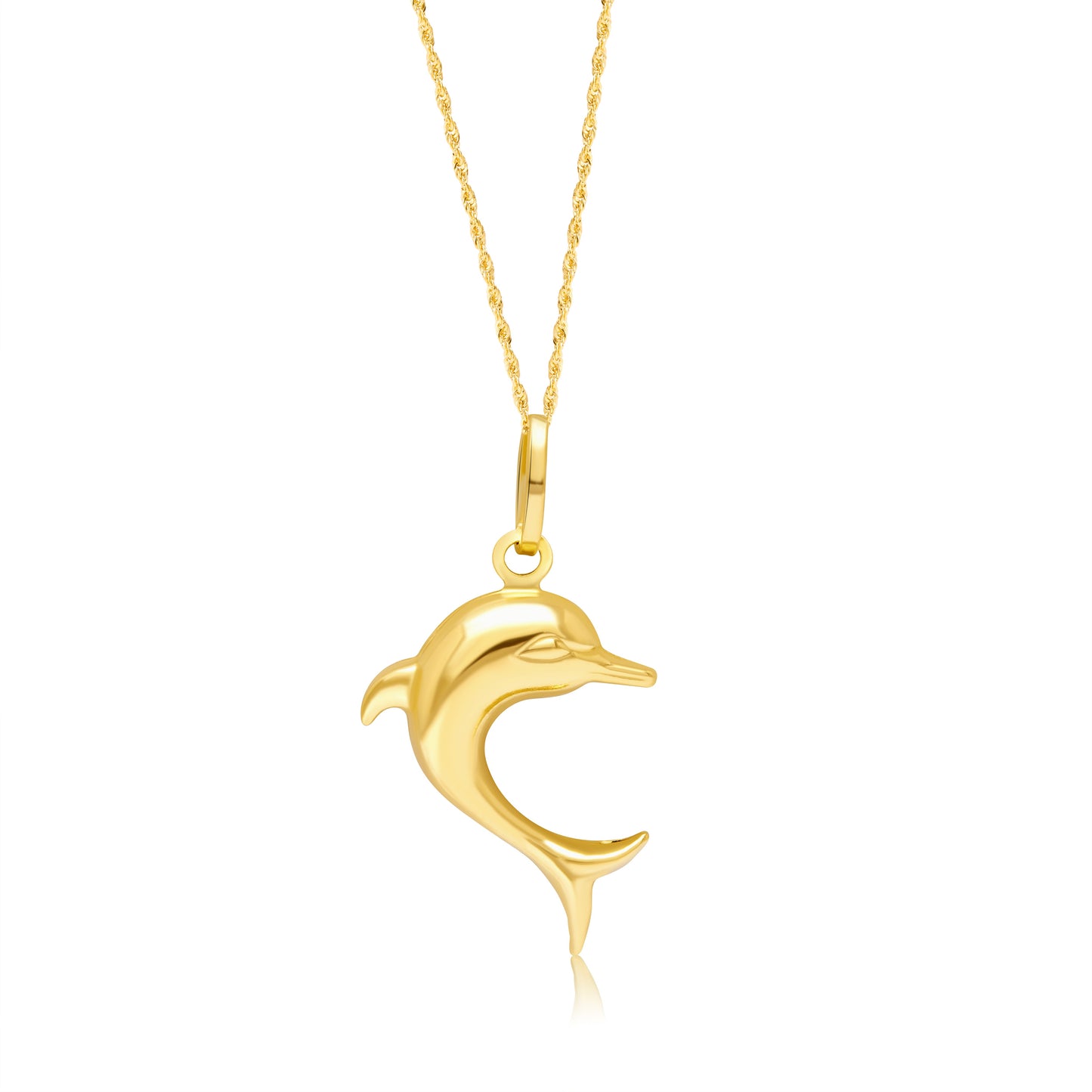 18K Pure Gold Dolphin Necklace