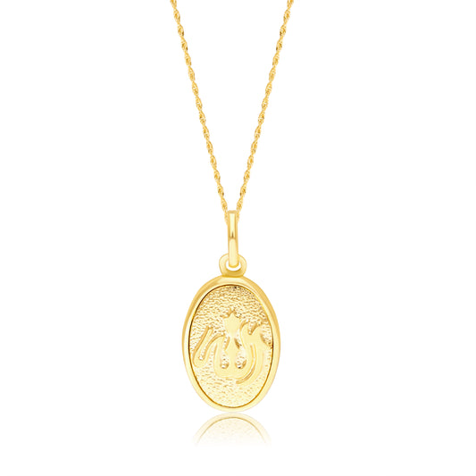 18K Pure Gold Oval Religious Necklace