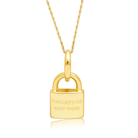 18K Pure Gold Elegant T.F Lock Necklace