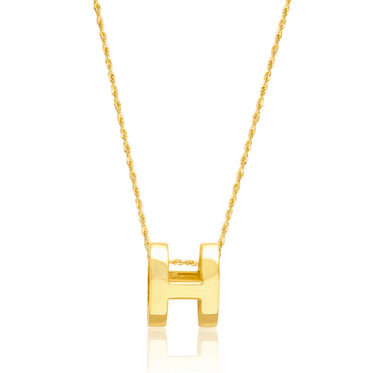 18K Pure Gold H Necklace
