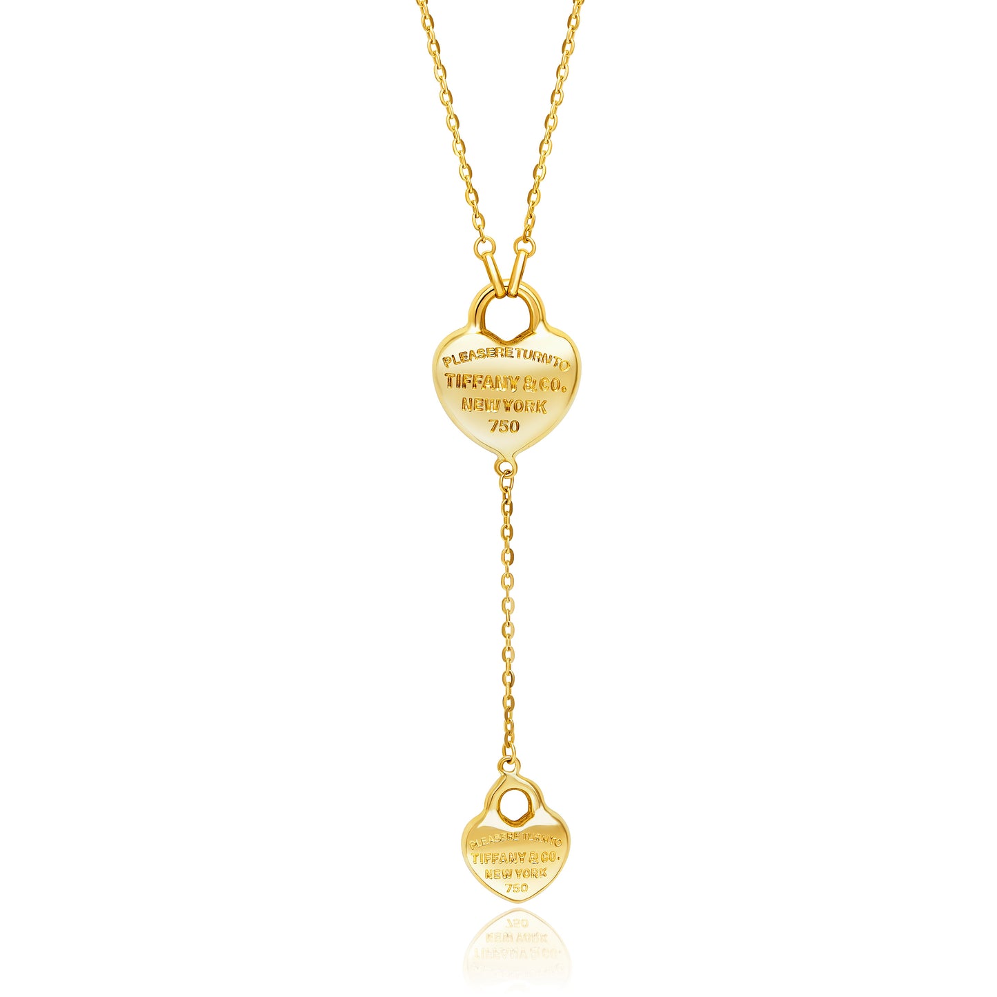 18K Pure Gold Hanging Heart Necklace