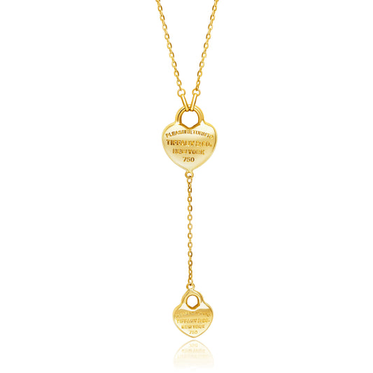 18K Pure Gold Hanging Heart Necklace