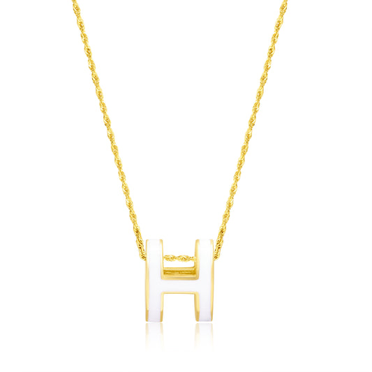 18K Pure Gold White H Necklace