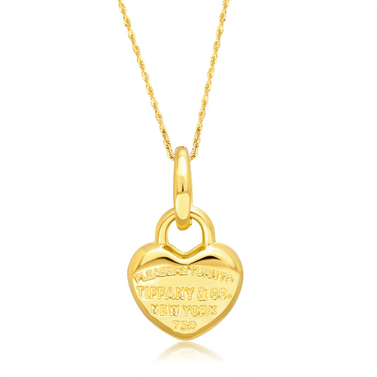 18K Pure Gold Heart Necklace
