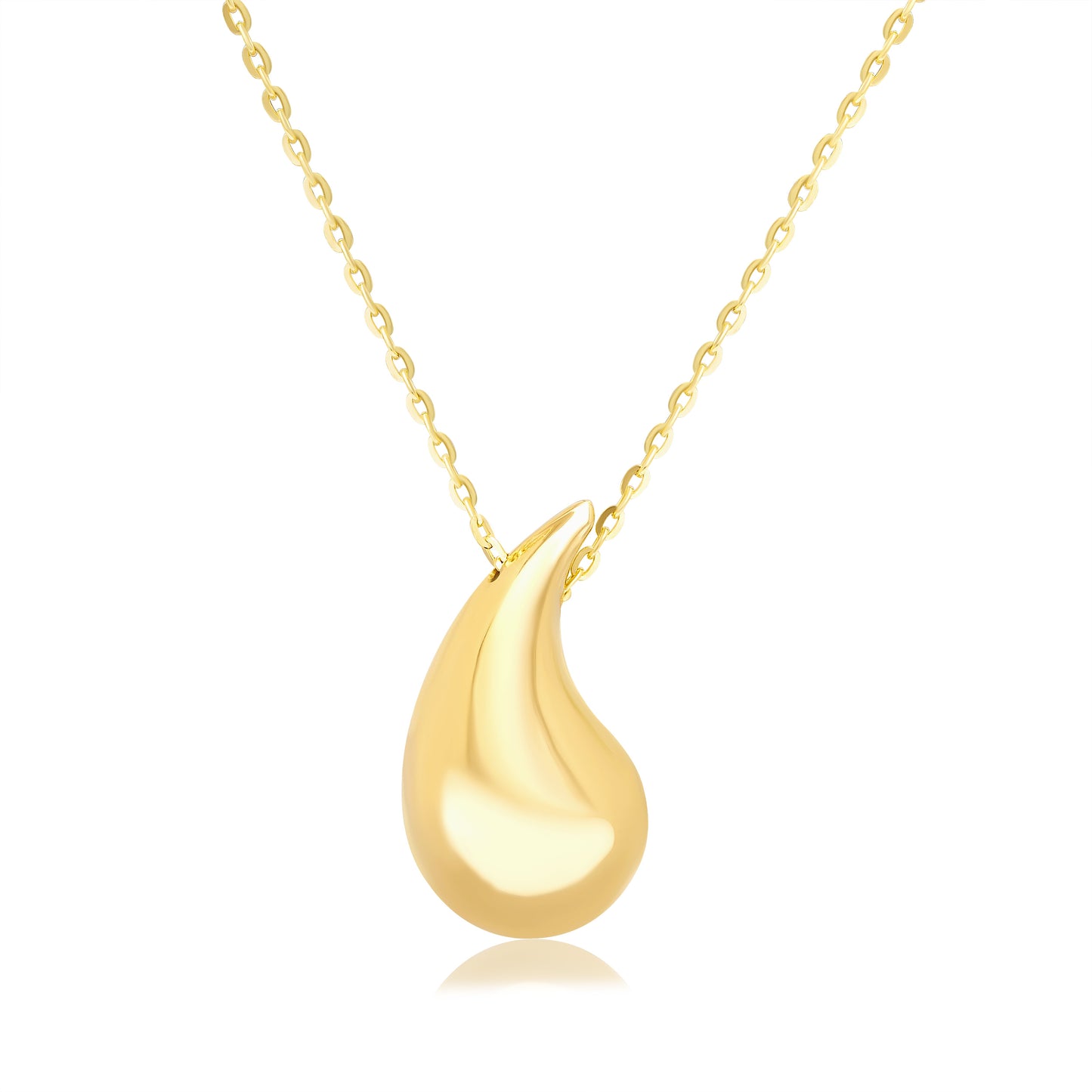 18K Pure Gold Curved Drop Necklace