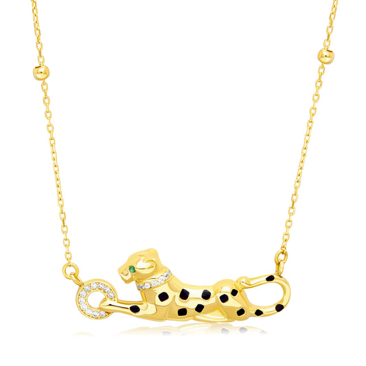 18K Pure Gold Panther Necklace