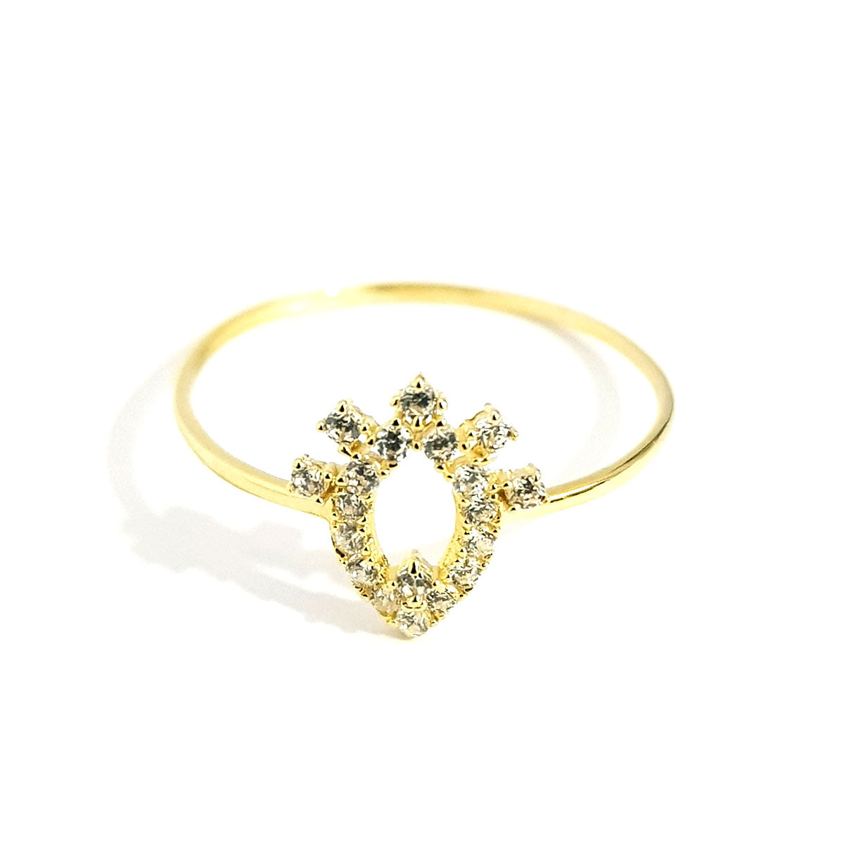 18K Pure Gold Elegant w/ Zircon Stone Design Ring | Ring | 18K Gold Jewelry