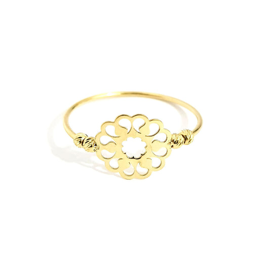 18K Pure Gold Flower Ring
