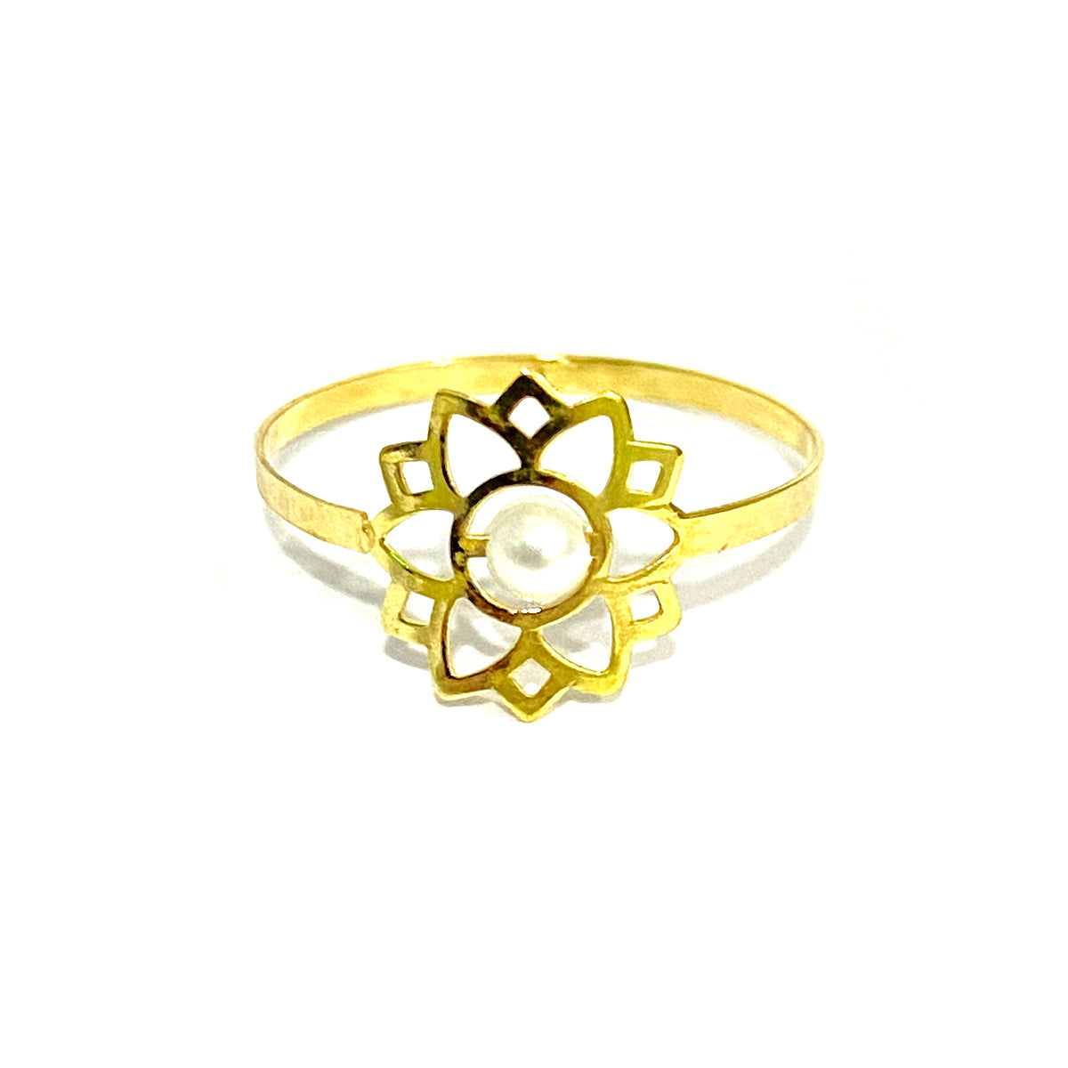 18K Pure Gold Elegant Flower w/ Zircon Stone Design Ring