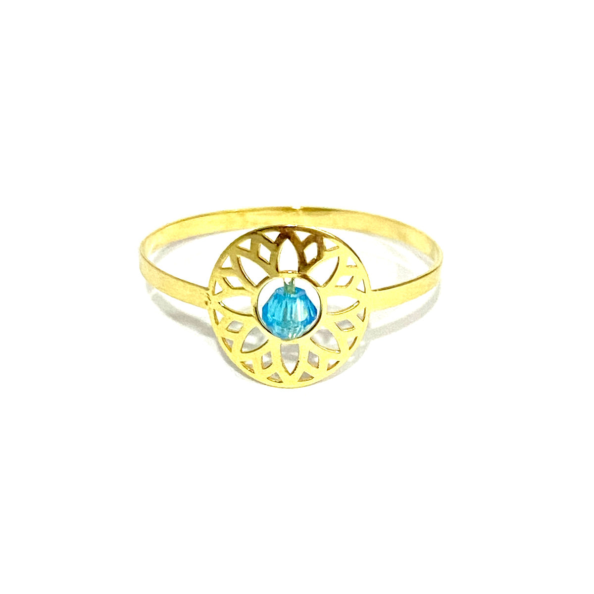 18K Pure Gold Elegant Flower w/ Zircon Stone Design Ring | Ring | 18K Gold Jewelry