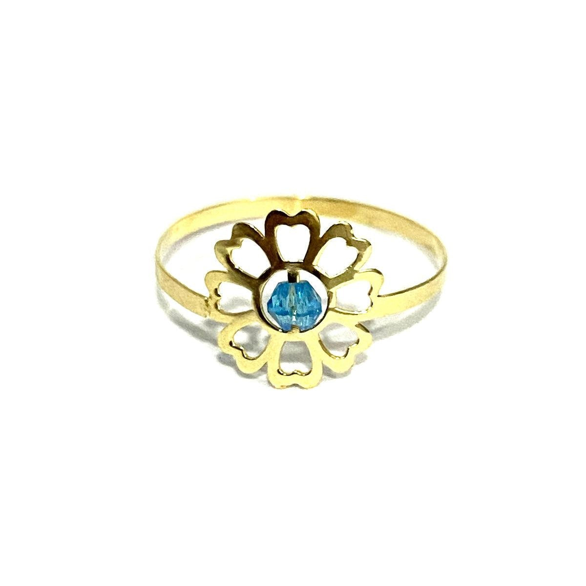 18K Solid Gold Elegant Flower w/ Zircon Stone Design Ring | Gold | 18K Gold Jewelry
